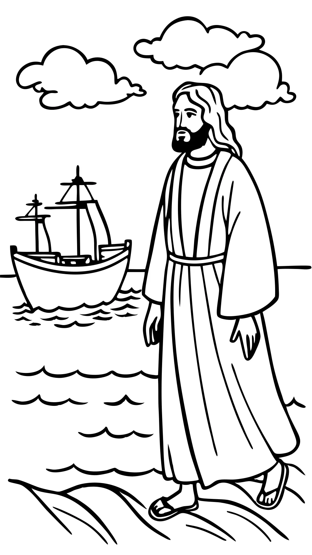 jesus walks on the water coloring page